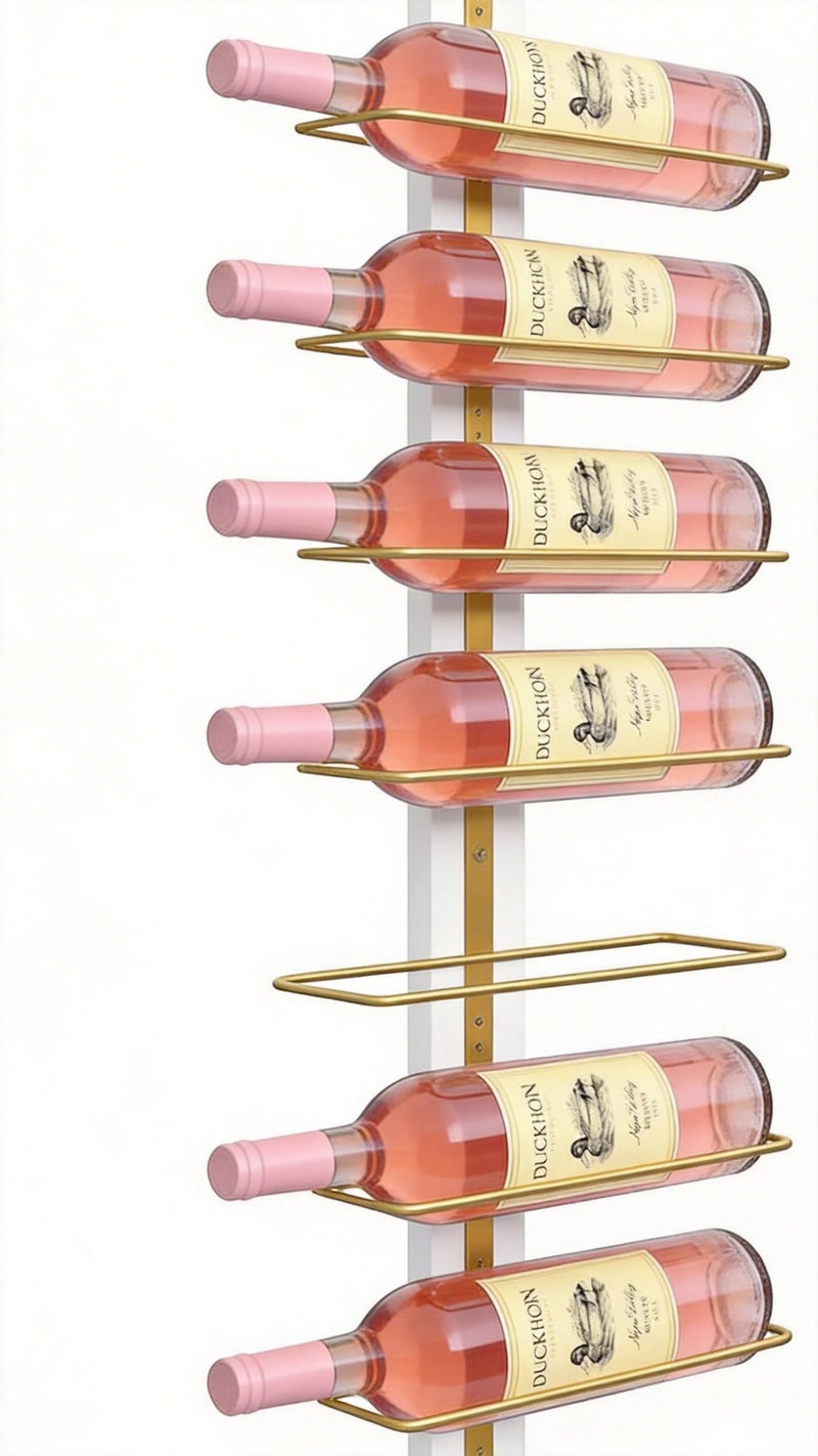 B4Life Wine Rack Wall Mounted for 9 Wine Bottles, Wood Wine Racks for Wall, Wine Holder Wine Bottle Racks for Kitchen, Dining Room, Bar-Dark Yellow - Image 1
