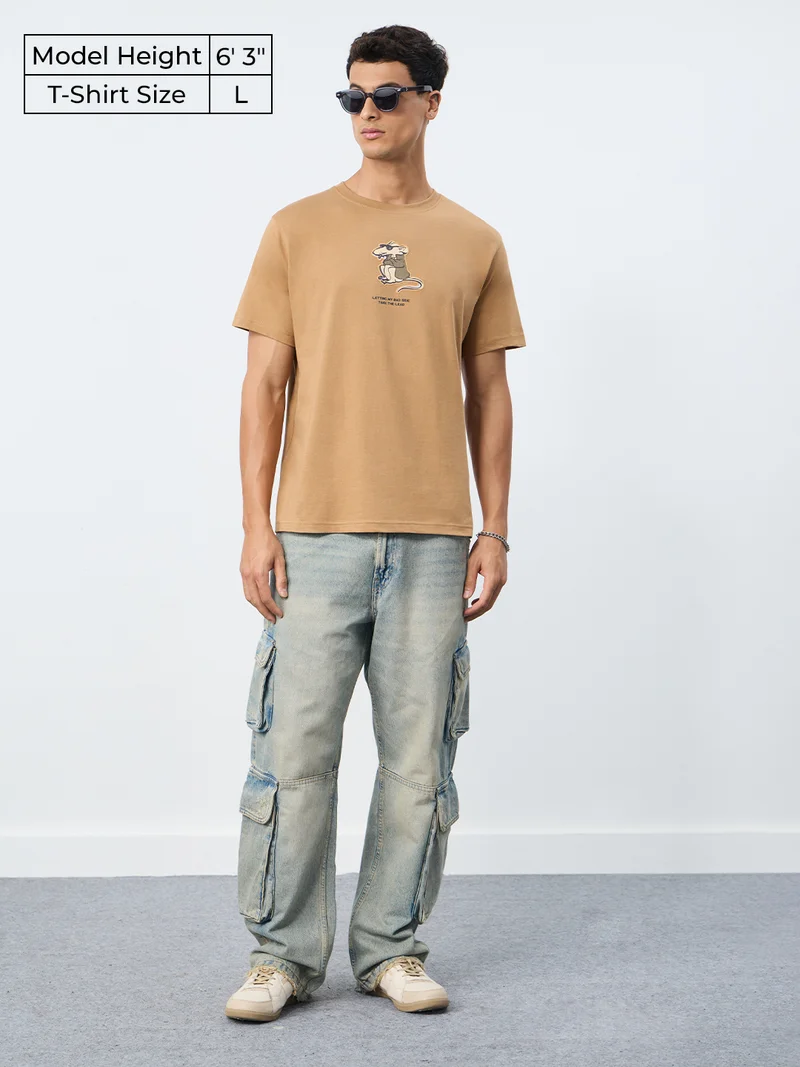 The Souled Store The Souled Store: Bad Side Men and Boys Short Sleeves Round Neck Graphic Printed Cotton Relaxed Fit Lightweight Everyday Comfortable T-Shirt for Casual Streetwear Outfits