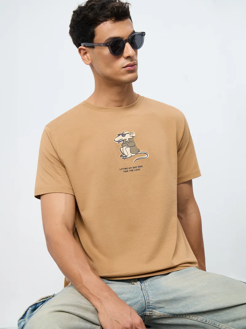 The Souled Store The Souled Store: Bad Side Men and Boys Short Sleeves Round Neck Graphic Printed Cotton Relaxed Fit Lightweight Everyday Comfortable T-Shirt for Casual Streetwear Outfits