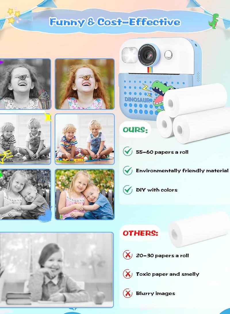BlueFire CP02 Kids Instant Print Camera – 2.4” HD Screen, Thermal Printing, 1500mAh Battery, 32GB Expandable Storage, Digital Camera for Kids Ages 3-14 | Includes 3 Print Rolls, 5 Color Pens, Video Recorder, Puzzle Games, MP3 Player – Perfect Birthday Gift for Boys & Girls - Image 3