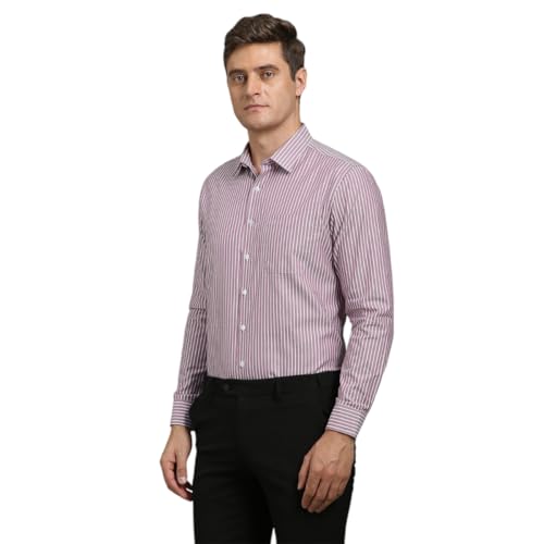 LOUIS PHILIPPE قميص لويس فيليب للرجال من القطن المخطط بقصة ضيقة (LPSFMSLPA12763_Pink, 40) - Image 2