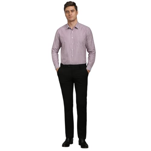 LOUIS PHILIPPE قميص لويس فيليب للرجال من القطن المخطط بقصة ضيقة (LPSFMSLPA12763_Pink, 40) - Image 5