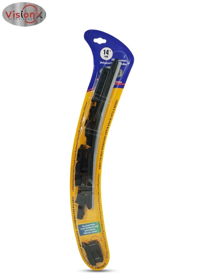 Vision X 14 Inch Universal Flat Wiper Blade WR10153i014 | Natural Rubber | 10 Adapters | All Weather Performance | Anti-Noise | Corrosion Resistant | Long Life - Image 1