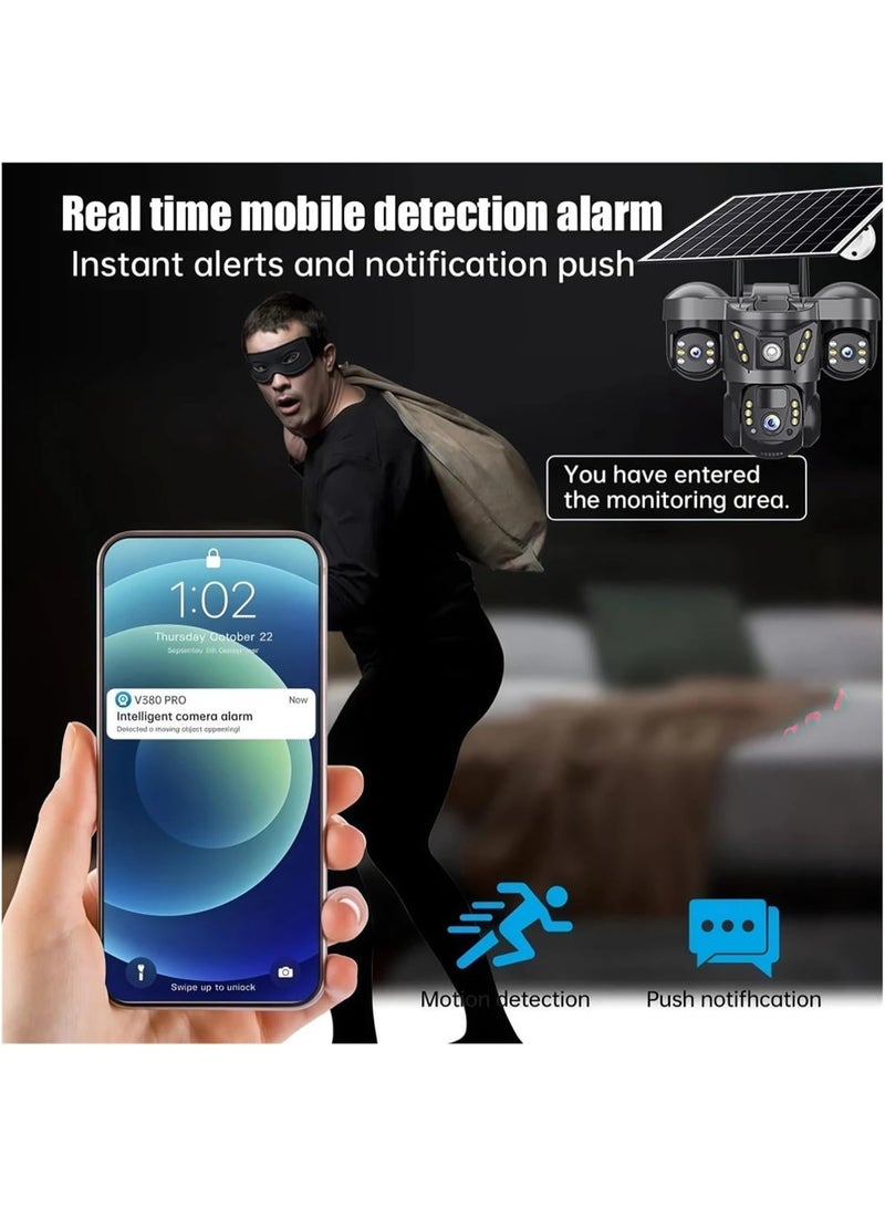 الباندا العملاقة كاميرا خارجية تعمل بالطاقة الشمسية بدقة 15 ميجابكسل مع تقريب 10x وعدسة ثلاثية 4G وشاشة ثلاثية CCTV واكتشاف الحركة PIR ومراقبة أمنية (بطاقة 128 جيجابايت) - Image 3