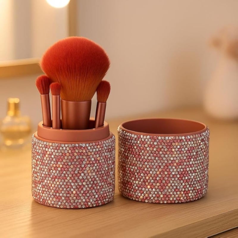 حامل فرشاة مكياج مرصع بأحجار الراين