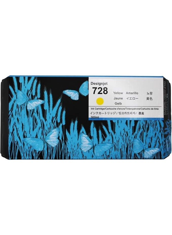 728 F9K15A Yellow Ink Cartridge 300ml Compatible with HP DesignJet T730 T830 Plotter Printers - Image 2