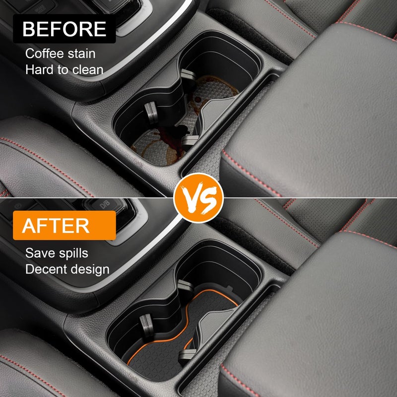 KENTUTO for Honda CRV Accessories 2023 2024 2025 2026 3D Cup Holder Center Console Liner Inserts Silicone Anti-dust Mat Pad Interior Decoration (2 Pcs, Orange Trim) - Image 4