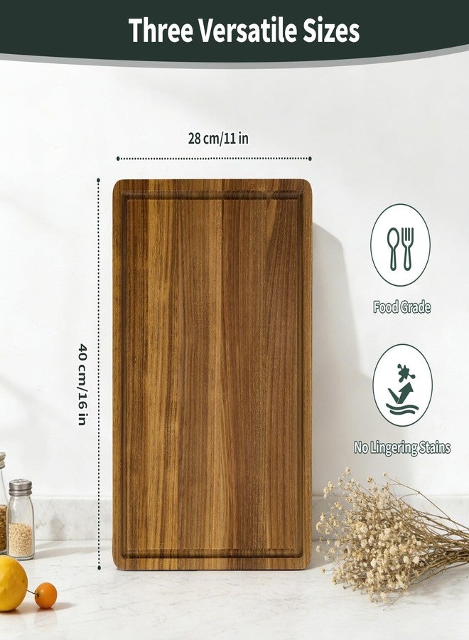 WILLKOMMEN Teak Cutting Board for Kitchen, Teak Wood Chopping Boards with Juice Groove & Handles 16 Inch Solid Wooden Hardwood Cutting Board Heavy Duty Butcher Block for Cooking and Serving - Image 5
