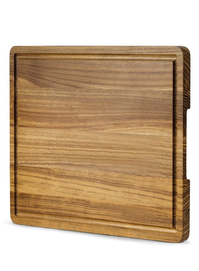 WILLKOMMEN Teak Cutting Board for Kitchen, Teak Wood Chopping Boards with Juice Groove & Handles 16 Inch Solid Wooden Hardwood Cutting Board Heavy Duty Butcher Block for Cooking and Serving - Image 1