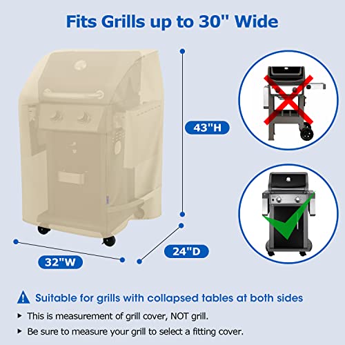 SunPatio 2 Burner Grill Cover 32 Inch, Outdoor Heavy Duty Waterproof Small Gas BBQ Cover, UV & Fade Resistant, Compatible for Weber CharBroil Nexgrill and More Grills with Collapsed Side Tables, Beige - Image 4
