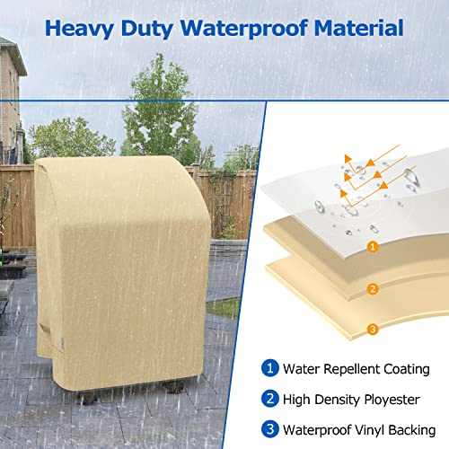 SunPatio 2 Burner Grill Cover 32 Inch, Outdoor Heavy Duty Waterproof Small Gas BBQ Cover, UV & Fade Resistant, Compatible for Weber CharBroil Nexgrill and More Grills with Collapsed Side Tables, Beige - Image 5