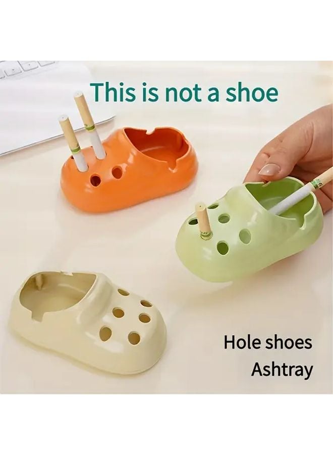 مُطفأة سجائر بسيطة سوداء على شكل حذاء، بتصميم شبشب، حامل بلاستيكي بغطاء لمكتب المكتب - Image 2