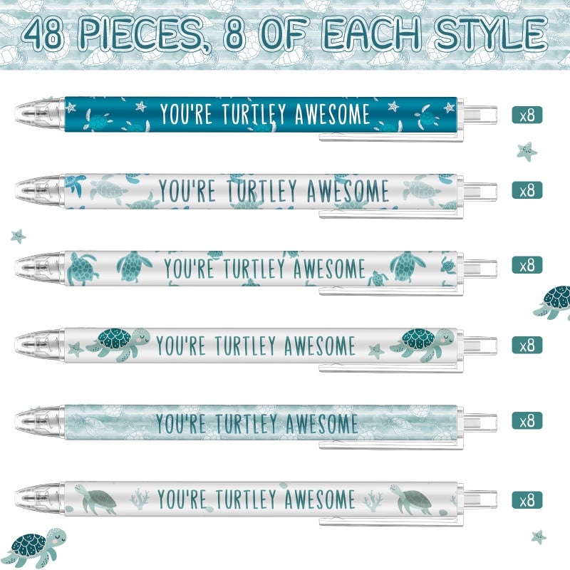 Jetec 48 Pcs Turtle Pens Gifts Inspirational Cute Ballpoint Pens Bulk Motivational Employee Appreciation Gifts Black Ink for Turtle Lovers Thank You Coworkers - Image 3