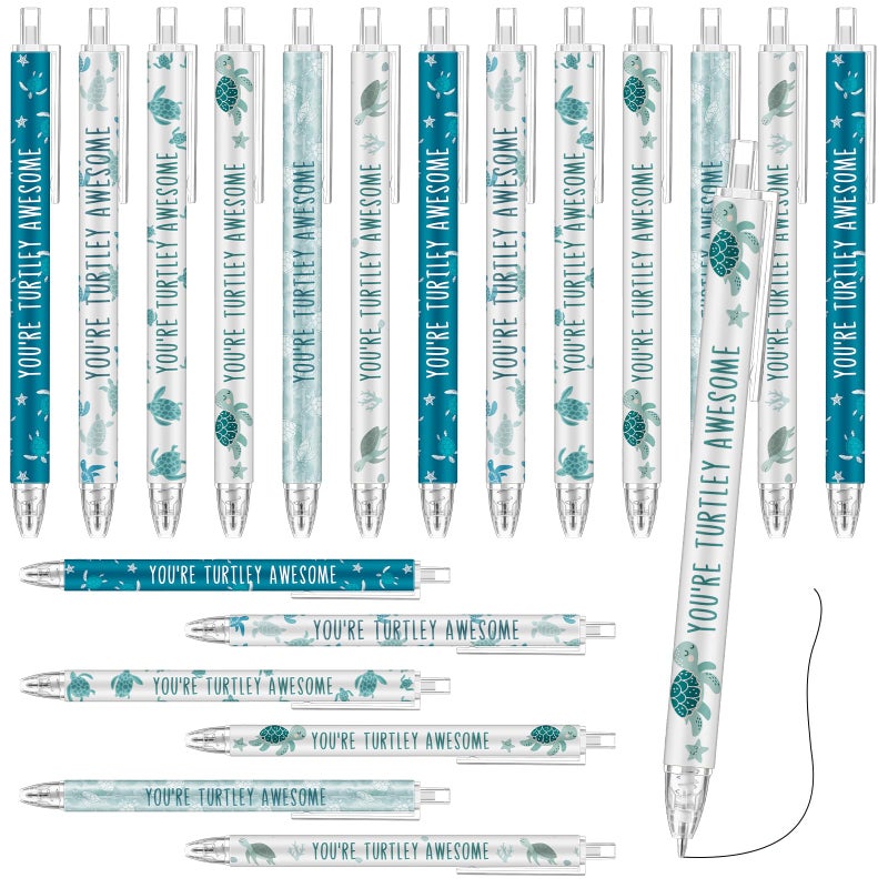 Jetec 48 Pcs Turtle Pens Gifts Inspirational Cute Ballpoint Pens Bulk Motivational Employee Appreciation Gifts Black Ink for Turtle Lovers Thank You Coworkers - Image 1
