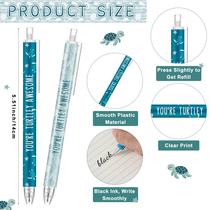 Jetec 48 Pcs Turtle Pens Gifts Inspirational Cute Ballpoint Pens Bulk Motivational Employee Appreciation Gifts Black Ink for Turtle Lovers Thank You Coworkers - Image 2