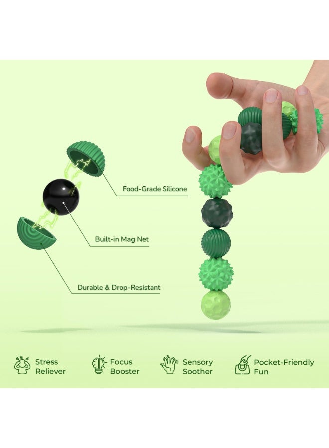 Silicone Magnetic Sensory Balls Fidget Toy Worry Balls Autism Calming Fidgeting Toy Kid Adults Anxiety Relief Stress Sensory Toy (Green) - Image 3