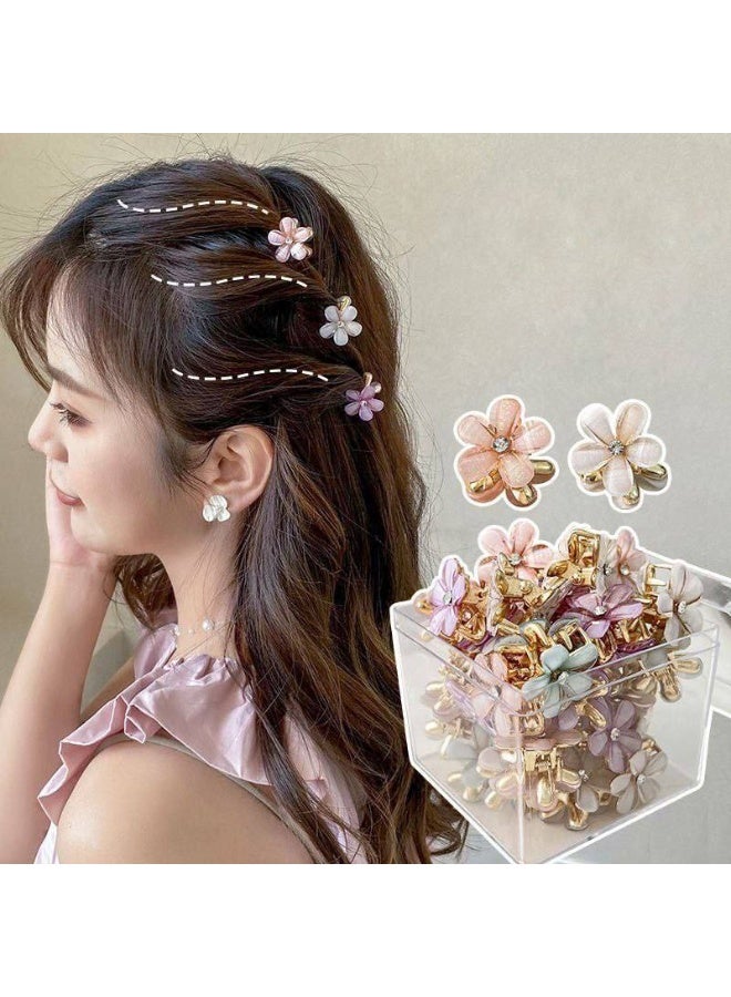 2 Pcs of Mini Flower Hair Clips / Pink - Image 5