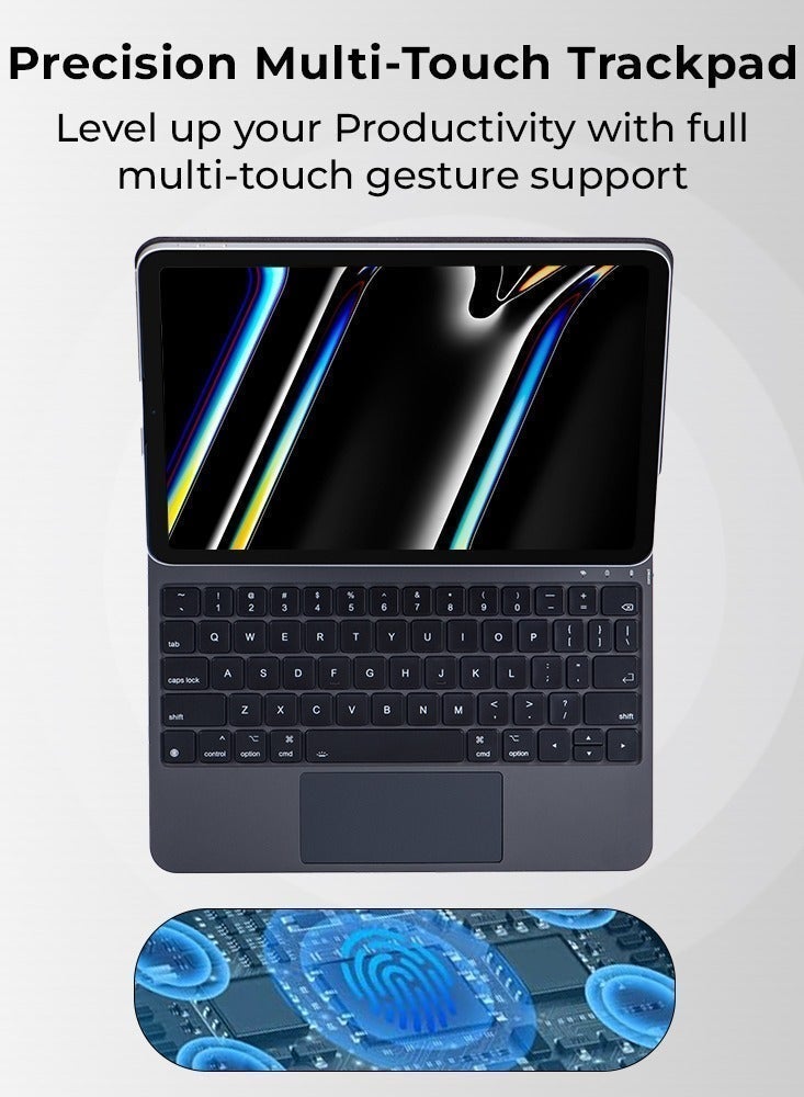 glassology Magic Keyboard Case for iPad Air 11" M2 (2024) and iPad Air 10.9 (4th 5th Gen) and iPad Pro 11 (2018, 2020, 2021, 2022) Sleek Protection with Built-In Keyboard. - Image 2