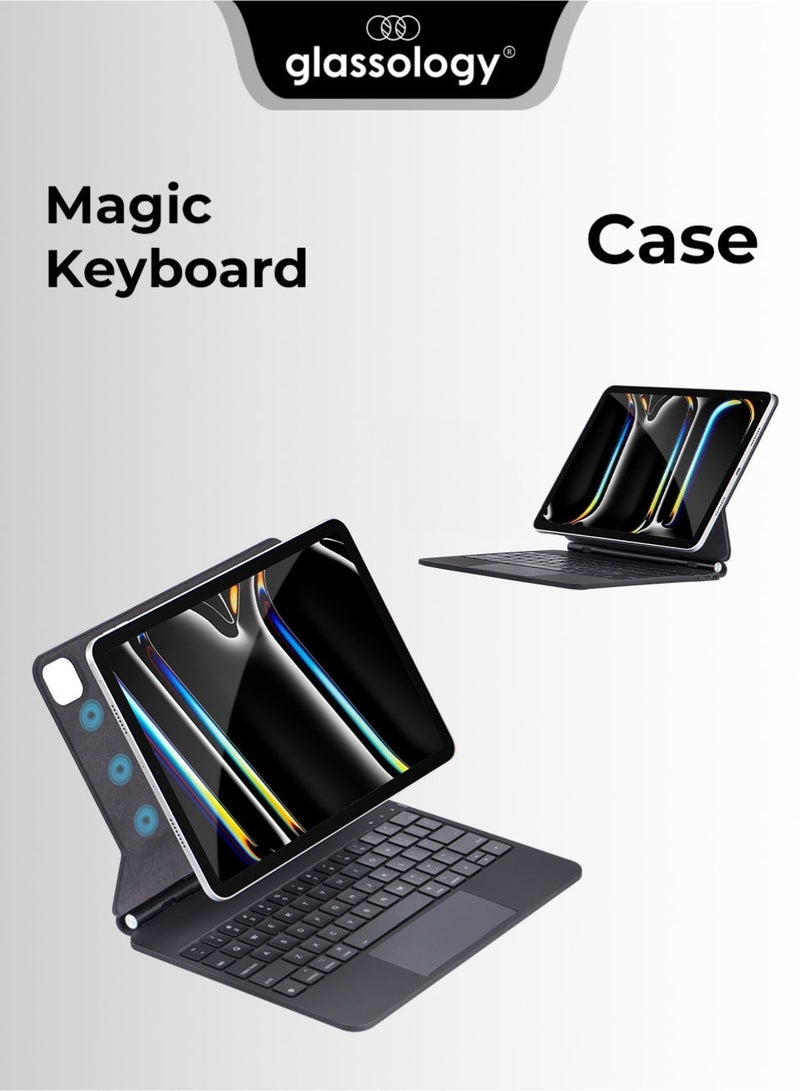 glassology Magic Keyboard Case for iPad Air 11" M2 (2024) and iPad Air 10.9 (4th 5th Gen) and iPad Pro 11 (2018, 2020, 2021, 2022) Sleek Protection with Built-In Keyboard. - Image 1