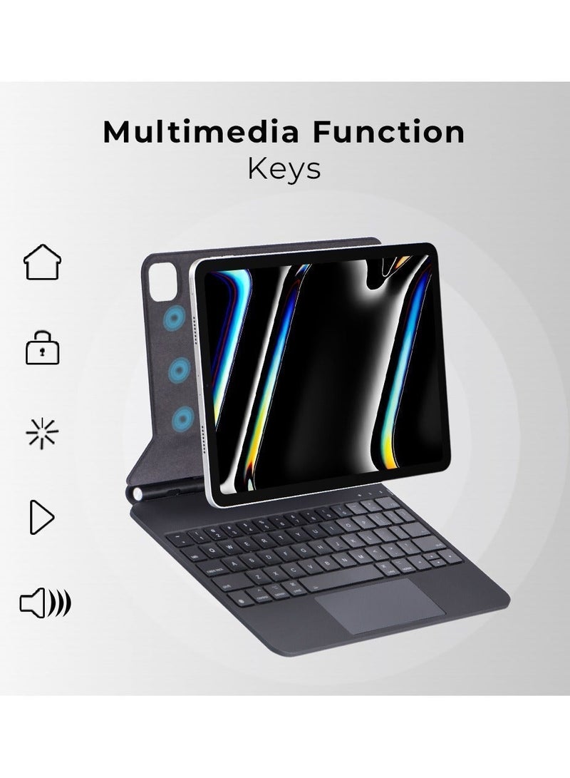 glassology Magic Keyboard Case for iPad Air 11" M2 (2024) and iPad Air 10.9 (4th 5th Gen) and iPad Pro 11 (2018, 2020, 2021, 2022) Sleek Protection with Built-In Keyboard. - Image 3