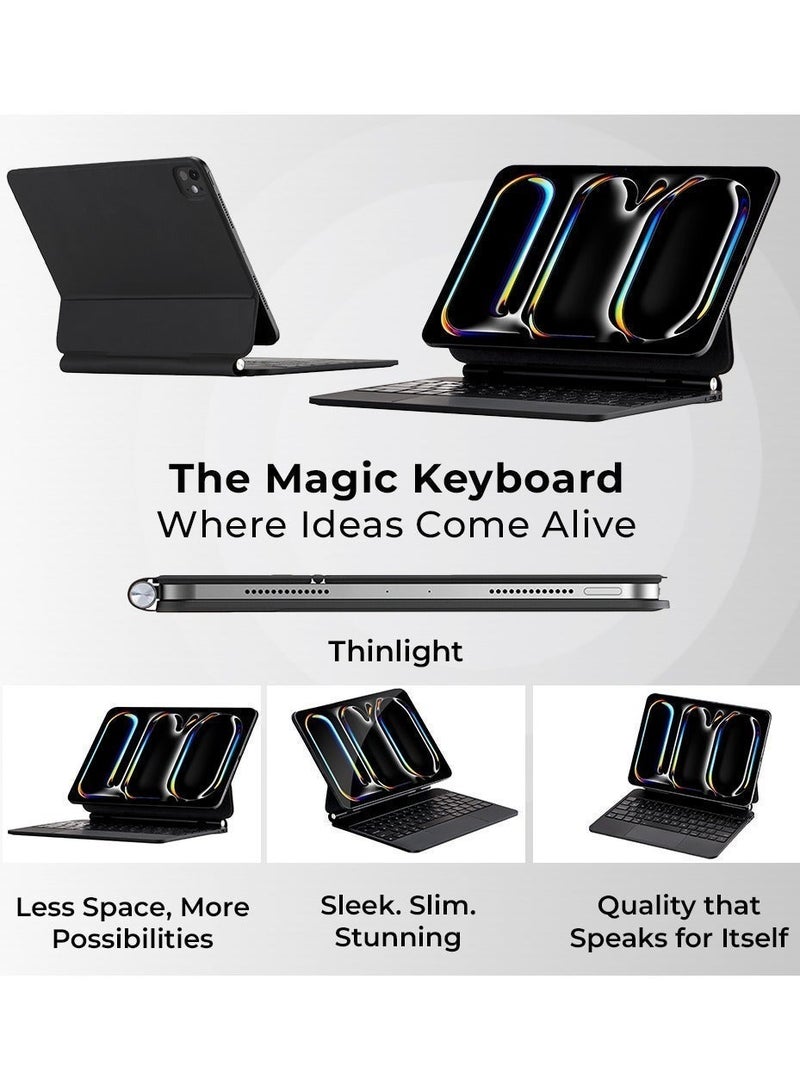 glassology Magic Keyboard Case for iPad Air 11" M2 (2024) and iPad Air 10.9 (4th 5th Gen) and iPad Pro 11 (2018, 2020, 2021, 2022) Sleek Protection with Built-In Keyboard. - Image 4