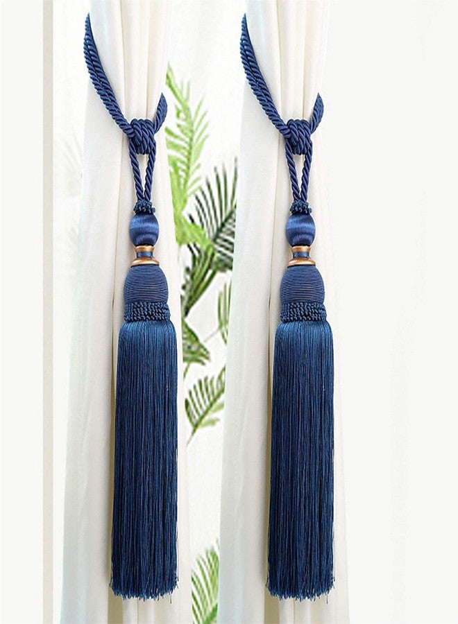 SWTool Selling Wonderful Curtain Holdbacks Curtains Tiebacks Home Decorative Braided Buckle Fastener Accessories Window Drapery Ball Tassels Tiebacks, Set of 2 (Blue) - Image 4