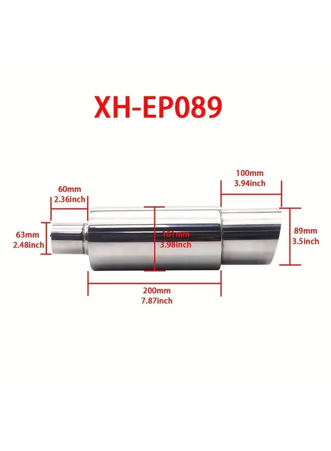 أنبوب عادم سيارة فضي 2.5 بوصة كاتم صوت رياضي سباق أنبوب عادم تيربو صوت ستانلس ستيل 63 مم XH EP089 - Image 5
