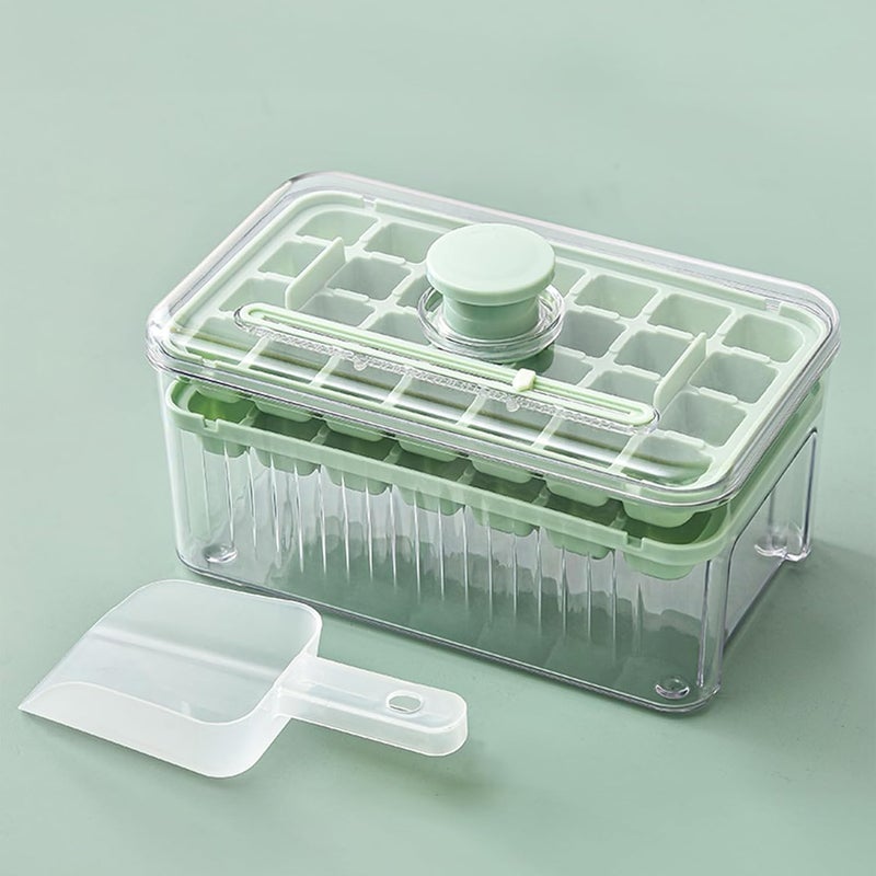 UMAI 2 Layer Ice Cube Trays with Storage Box & Ice Scoop | 64 Compartments | One Press Demolding | Ice Cubes for Whiskey Cocktails Mocktails Soft Drinks | BPA Free (Mint Green) - Image 1