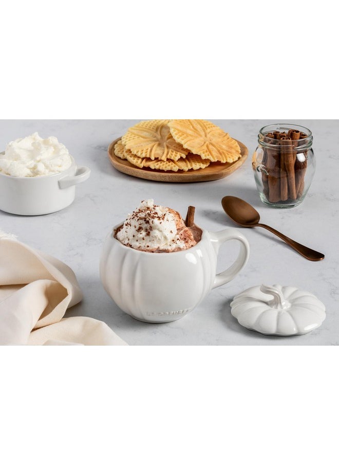 Le Creuset Stoneware Pumpkin Mug With Lid, 14 Oz., Persimmon  - Image 3