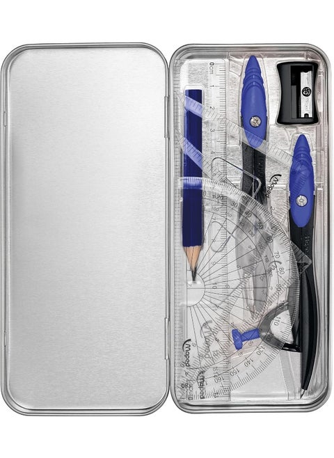Maped Deepsea Paradise School Compass Mathset Set - Ring Compass, Lead Compass, Drawing Set, Pencil Sharpener, Eraser, Pencil
