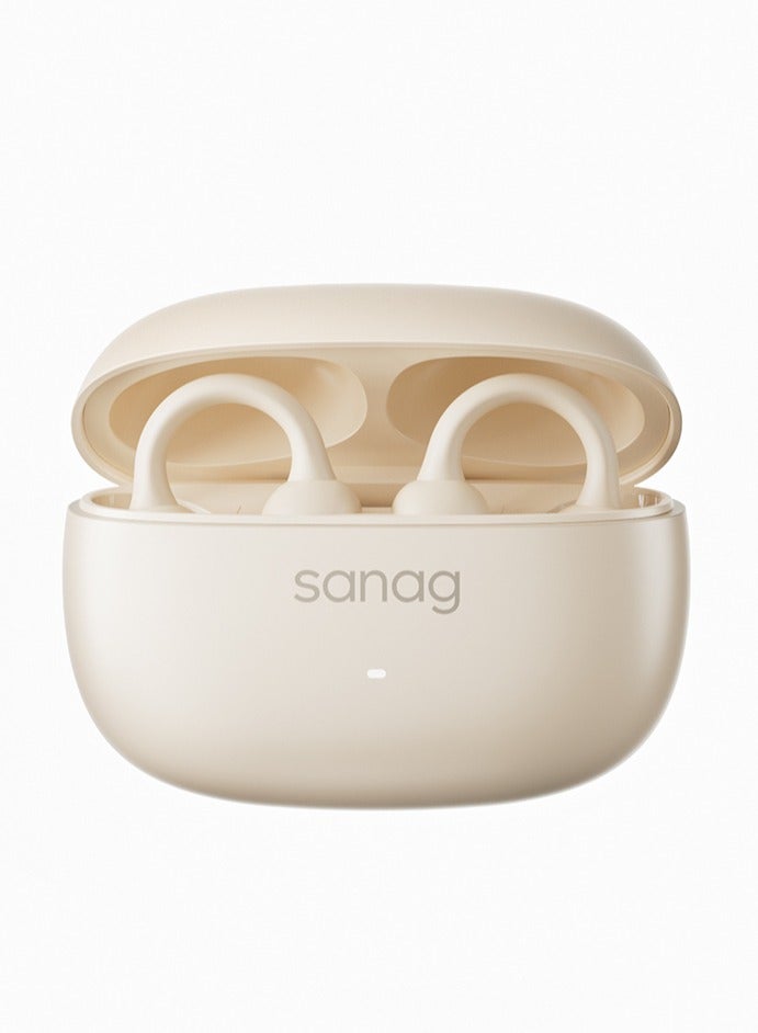 sanag Z37 Bluetooth Earbuds, 3.7g Ultra-Light, 40H Long Battery, Immersive Sound, Open-Ear Listening, Noise Cancellation, IPX4 Waterproof, Smart App Control, iOS And Android Beige - Image 1