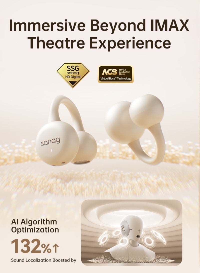 sanag Z37 Bluetooth Earbuds, 3.7g Ultra-Light, 40H Long Battery, Immersive Sound, Open-Ear Listening, Noise Cancellation, IPX4 Waterproof, Smart App Control, iOS And Android Beige - Image 4