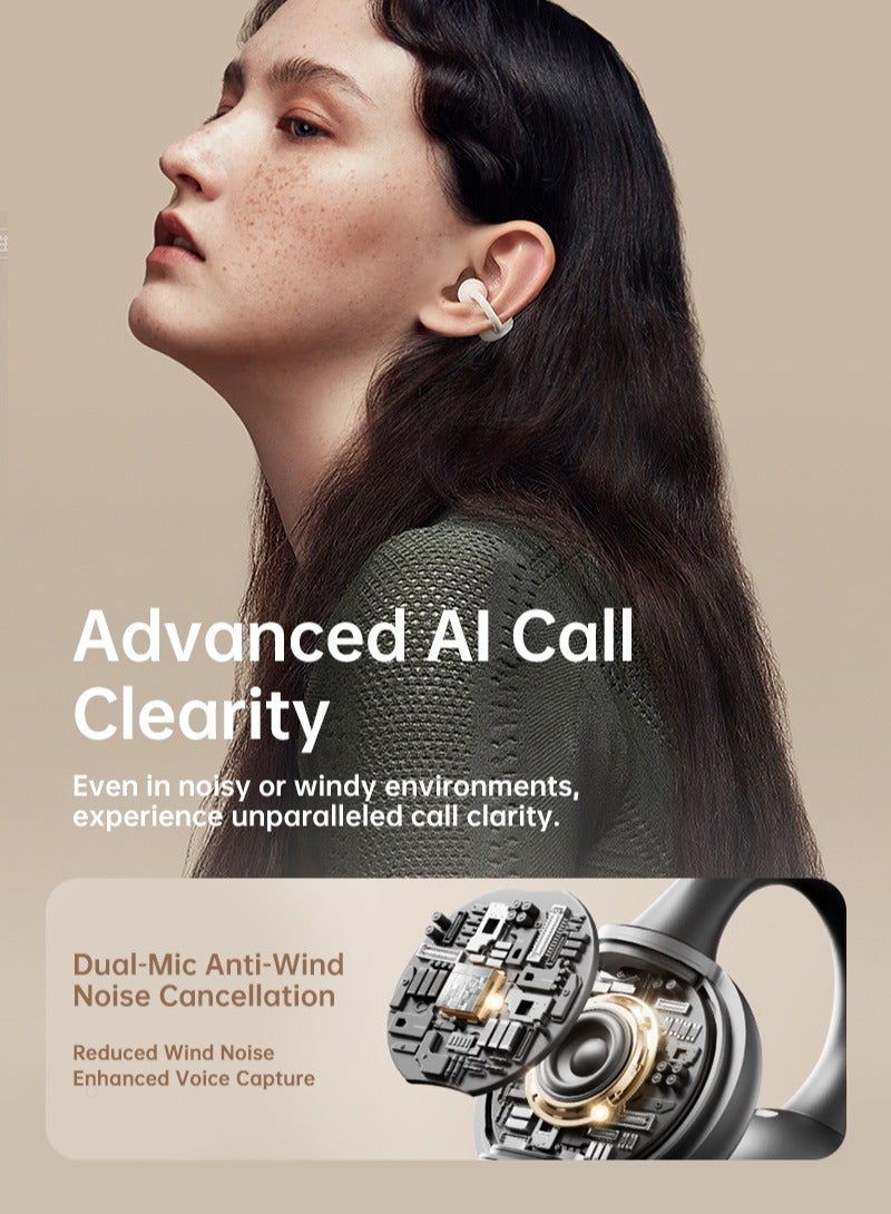 sanag Z37 Bluetooth Earbuds, 3.7g Ultra-Light, 40H Long Battery, Immersive Sound, Open-Ear Listening, Noise Cancellation, IPX4 Waterproof, Smart App Control, iOS And Android Beige - Image 5