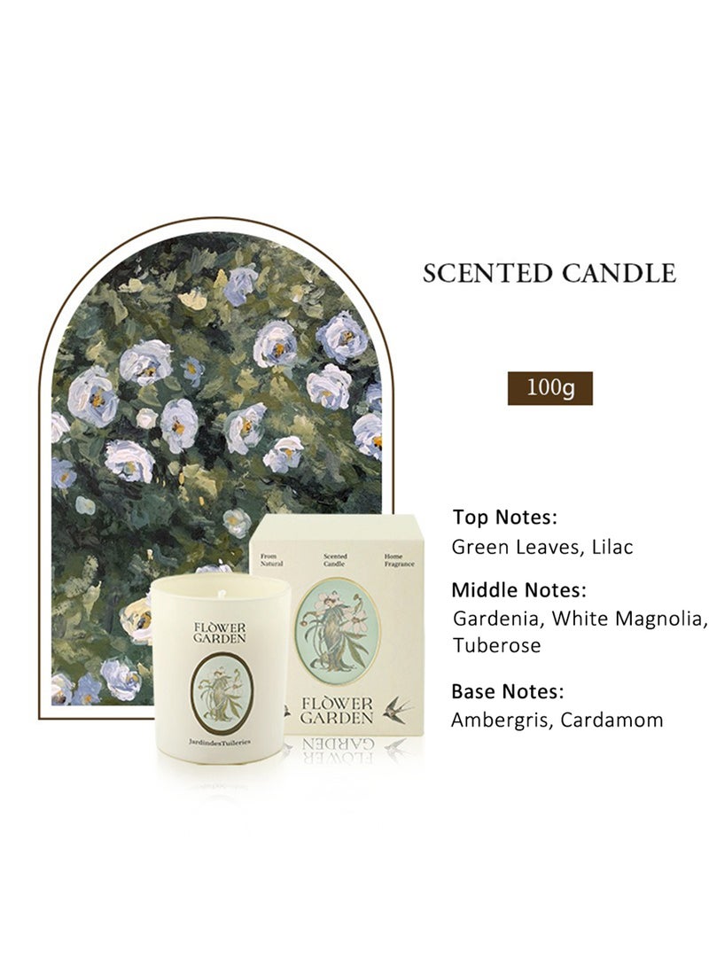حديقة الزهور، شمعة معطرة، شمعة شمع الصويا، العلاج بالروائح والاسترخاء، عطر يدوم طويلاً، مثالي لليوجا، حمام 100 جرام (نسيم المساء غاردينيا) - Image 2