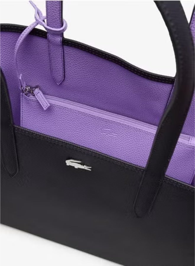 لاكوست Lacoste للسيدات المزدوجان على الوجهين حقيبة يد كبيرة من النغمة ، ومرحلة متعددة الوظيفية ، أسود وأرجواني - Image 3