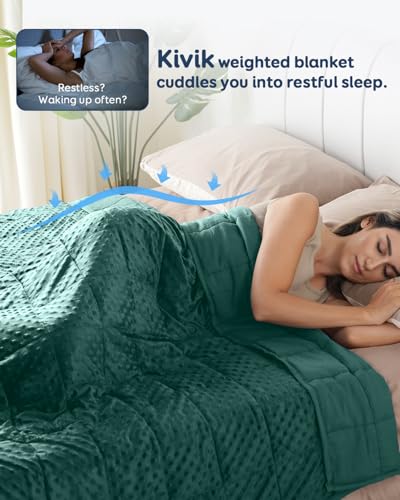 Kivik Cooling Weighted Blanket for Adults, 15 lbs Breathable Minky Dot Heavy Throw Blankets, Ultra Soft Weighted Comforter, Machine Washable, 60"x80" Queen, Dark Green - Image 2