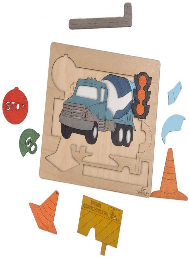 EKOPLAY Multi-Layered Wooden Puzzles for Kids, 20 Piece Jigsaw Puzzle for School Kids, Learning Educational Toys Gifts for Boys Girls | Construction Puzzles Sets, Road Construction - Image 4