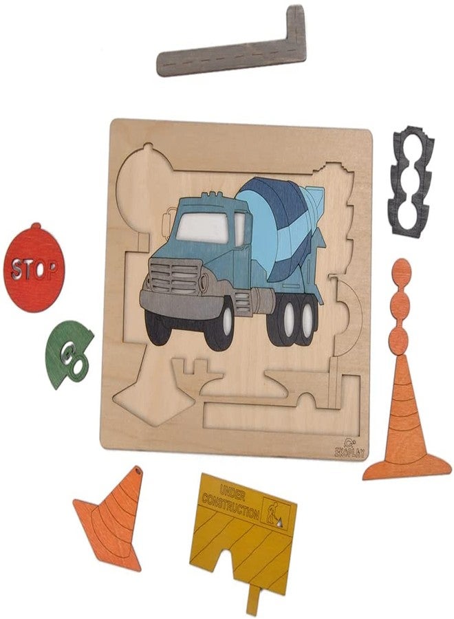 EKOPLAY Multi-Layered Wooden Puzzles for Kids, 20 Piece Jigsaw Puzzle for School Kids, Learning Educational Toys Gifts for Boys Girls | Construction Puzzles Sets, Road Construction - Image 5