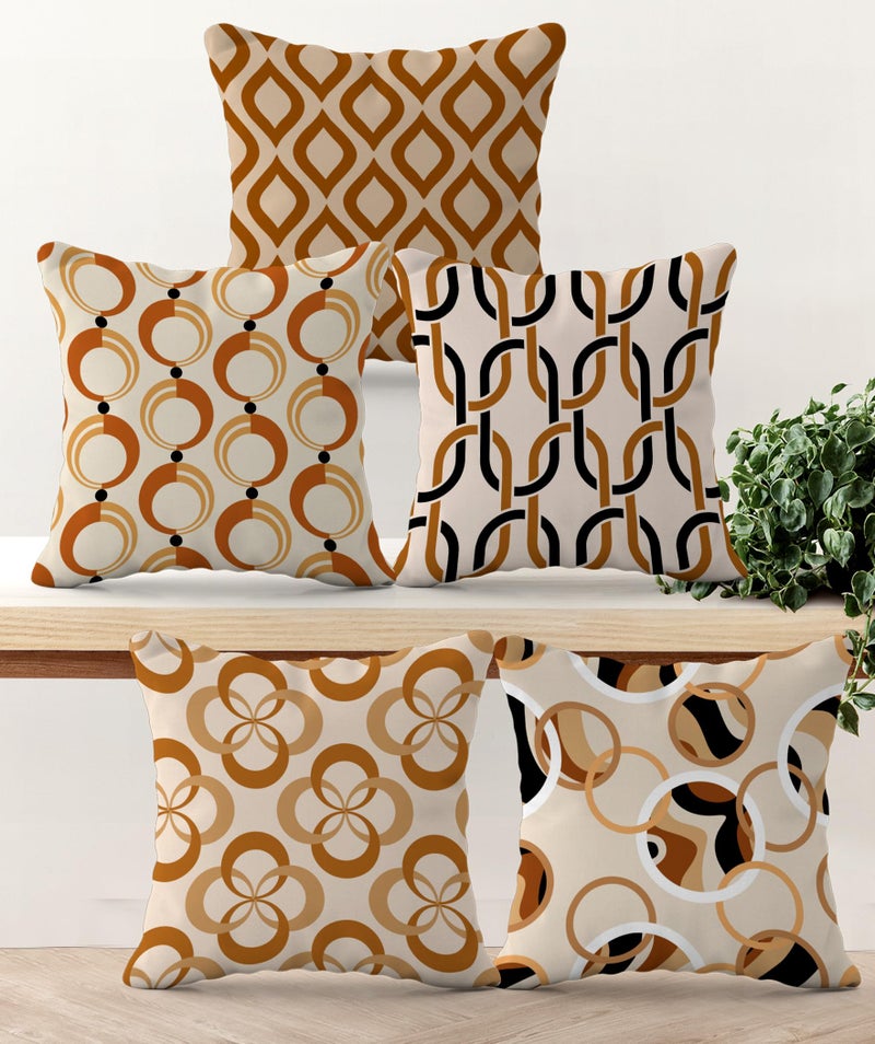 HOOPY Set of 5 Designer Decorative Throw Pillow/Cushion Covers (16 inch x 16 inch, Quatrefoil Print) - Image 1