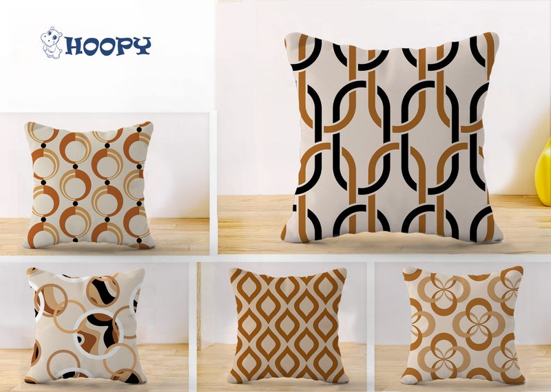 HOOPY Set of 5 Designer Decorative Throw Pillow/Cushion Covers (16 inch x 16 inch, Quatrefoil Print) - Image 2