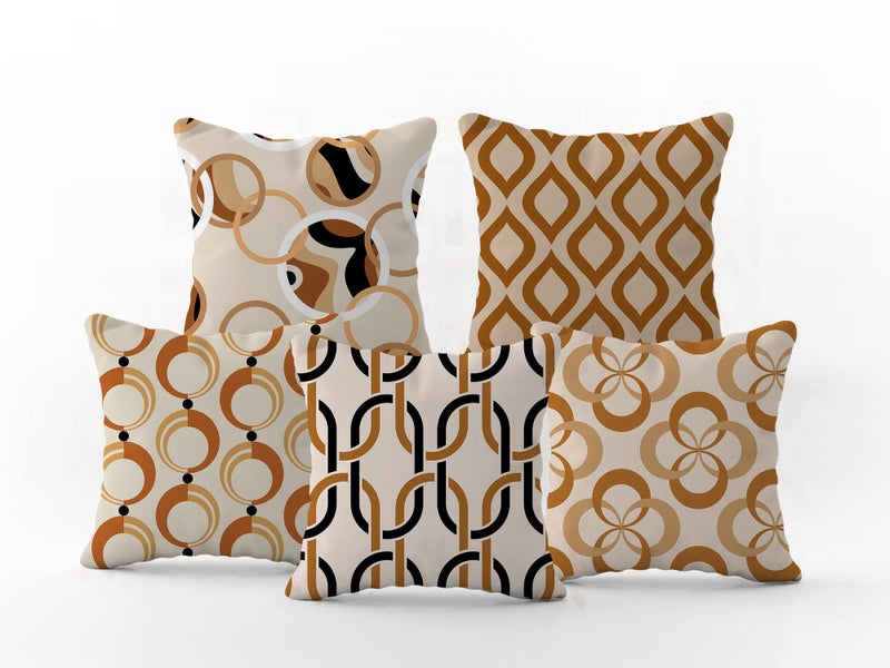 HOOPY Set of 5 Designer Decorative Throw Pillow/Cushion Covers (16 inch x 16 inch, Quatrefoil Print) - Image 4