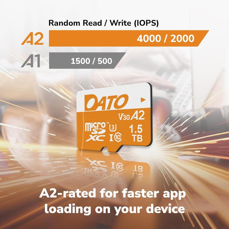 DATO 128GB Advance Plus microSDXC Memory Card, UHS-I, C10, U3, V30, A2, 4K UHD, Up to 160/150 MB/s, for Mobile Phones, Tablets, Gaming Consoles, Cameras, Drones, and Professional Equipment - Image 5