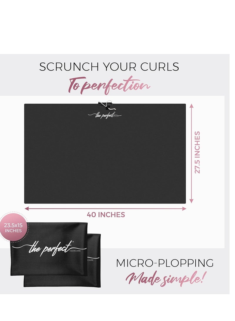 THE PERFECT HAIRCARE - THE PERFECT HAIRCARE Curly Hair Girls Microfiber Plopping Towel Set Gift - Anti-frizz Silky Smooth Hair Drying Wrap for Women - Super Absorbent Large Hair Towel + 2 Scrunching MicroPlop Towels - Image 1