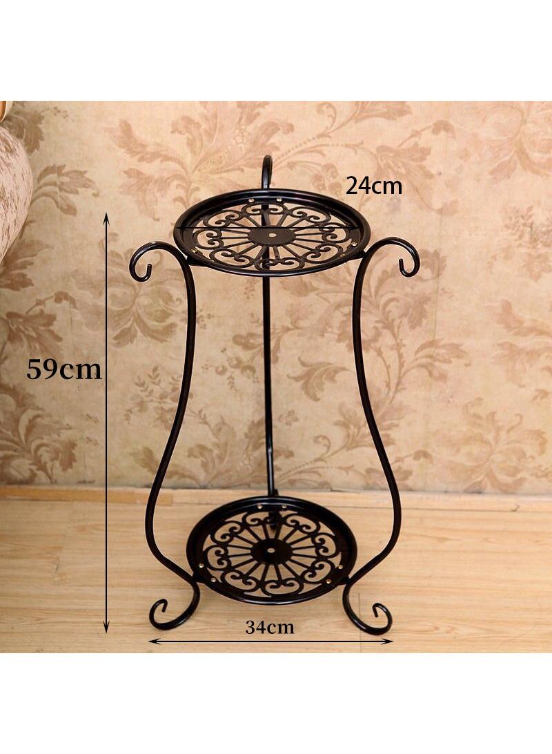 general 2-Layer Minimalist Ironwork Flower Pot Stand Ground To Ground Succulent Green Luo Flower Rack - Image 2