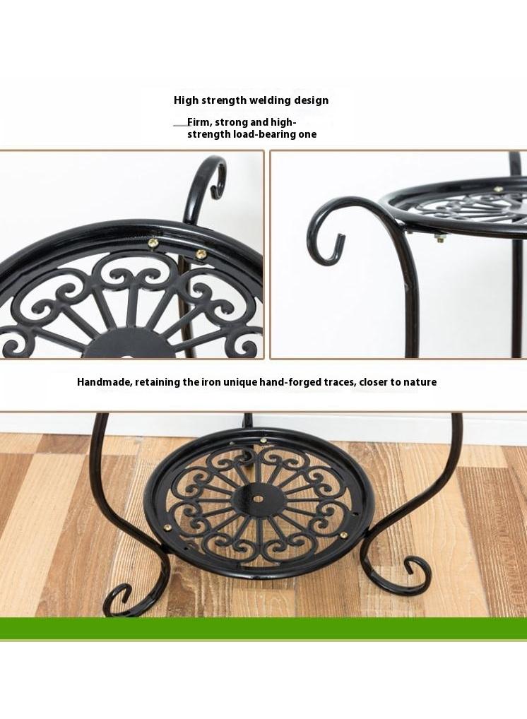 general 2-Layer Minimalist Ironwork Flower Pot Stand Ground To Ground Succulent Green Luo Flower Rack - Image 4