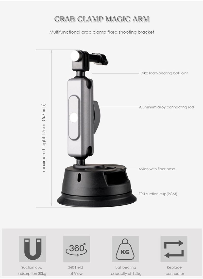Anmi - حامل كأس شفط لـ GoPro، كاميرا أكشن مع كرة رأس مزدوجة 360 درجة، حامل كأس شفط للسيارة، حامل كأس شفط لـ Insta360 X3 X2 GoPro Hero 12 11 10 9 8 ملحقات، قطعة واحدة - Image 1