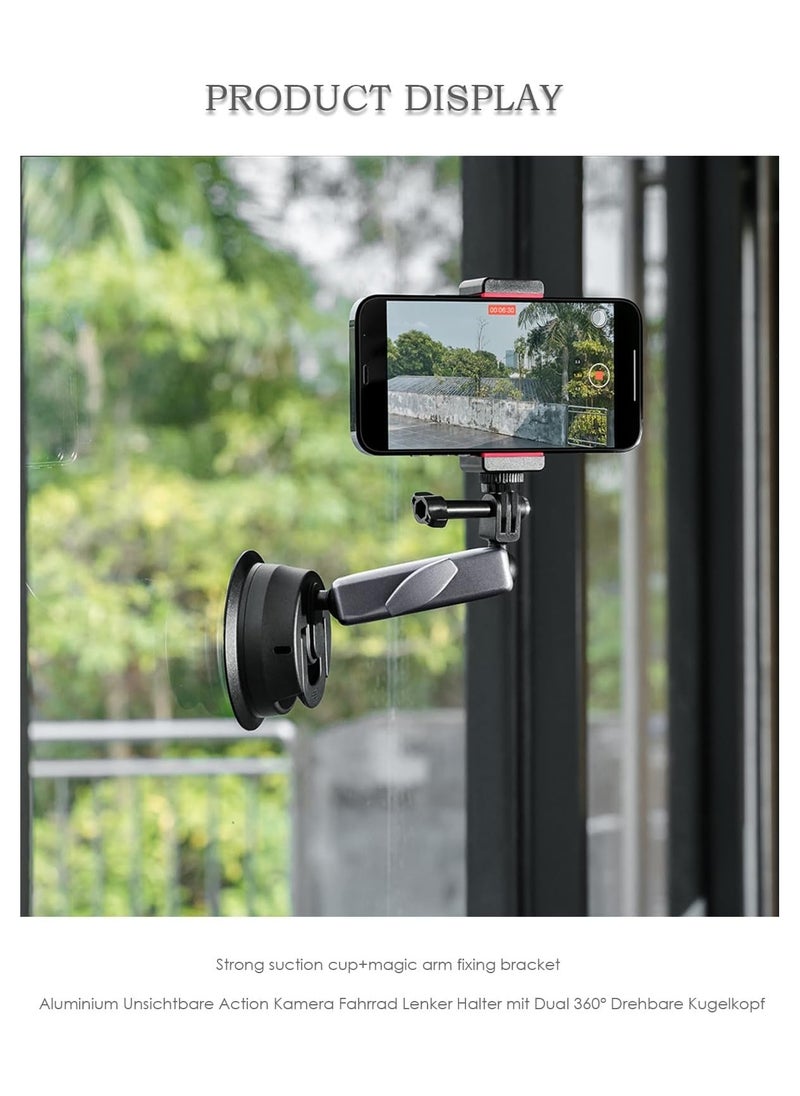 Anmi - حامل كأس شفط لـ GoPro، كاميرا أكشن مع كرة رأس مزدوجة 360 درجة، حامل كأس شفط للسيارة، حامل كأس شفط لـ Insta360 X3 X2 GoPro Hero 12 11 10 9 8 ملحقات، قطعة واحدة - Image 1