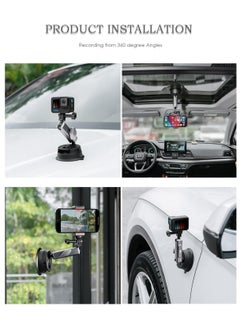 Anmi Suction Cup Mount for GoPro, Action Camera with 360° Dual Head Ball, Car Suction Cup Holder Suction Cup Mount for Insta360 X3 X2 GoPro Hero 12 11 10 9 8 Accessories, 1 Pcs  - Image 5