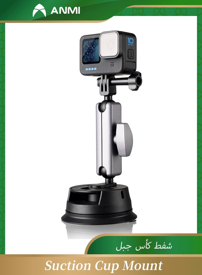 Anmi Suction Cup Mount for GoPro, Action Camera with 360° Dual Head Ball, Car Suction Cup Holder Suction Cup Mount for Insta360 X3 X2 GoPro Hero 12 11 10 9 8 Accessories, 1 Pcs - Image 1
