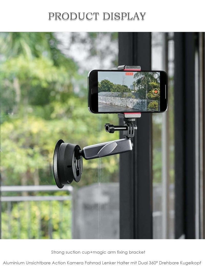 Anmi Suction Cup Mount for GoPro, Action Camera with 360° Dual Head Ball, Car Suction Cup Holder Suction Cup Mount for Insta360 X3 X2 GoPro Hero 12 11 10 9 8 Accessories, 1 Pcs - Image 2